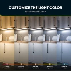 24 In. Plug-In White Integrated LED Linkable 2-Brightness Level Under Cabinet Light Task/Kitchen 5 Selectable White CCT -Lamp Parts white commercial electric under cabinet bar lights ucl24 5cct 2dim hd 66 1000