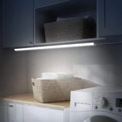 36 In. Plug-In White Integrated LED Linkable 2-Brightness Level Under Cabinet Light Task/Kitchen 5 Selectable White CCT -Lamp Parts white commercial electric under cabinet bar lights ucl36 5cct 2dim hd 4f 1000