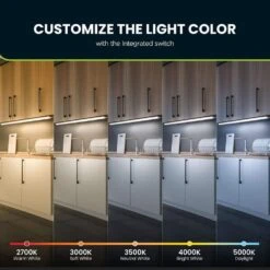 36 In. Plug-In White Integrated LED Linkable 2-Brightness Level Under Cabinet Light Task/Kitchen 5 Selectable White CCT -Lamp Parts white commercial electric under cabinet bar lights ucl36 5cct 2dim hd 66 1000