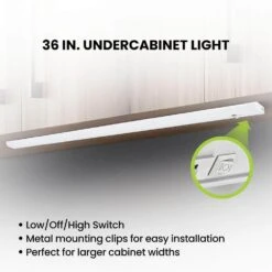 36 In. Plug-In White Integrated LED Linkable 2-Brightness Level Under Cabinet Light Task/Kitchen 5 Selectable White CCT -Lamp Parts white commercial electric under cabinet bar lights ucl36 5cct 2dim hd a0 1000