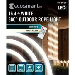16.4 Ft. Plug-In Bright White LED 360° Outdoor Dimmable Linkable Rope Light With Remote Control 21 16.4 Ft. Plug-In Bright White LED 360° Outdoor Dimmable Linkable Rope Light With Remote Control -Lamp Parts white ecosmart rope lights al nr ww 16ft 4f 1000