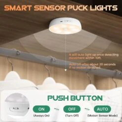 6 Light Dimmable Color Changing Warm White Integrated LED Under Cabinet Puck Light Motion Sensor With Remote 6-Pack -Lamp Parts white ekieudl puck lights 27e227ph007 1f 1000
