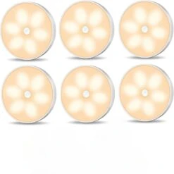 6 Light Dimmable Color Changing Warm White Integrated LED Under Cabinet Puck Light Motion Sensor With Remote 6-Pack