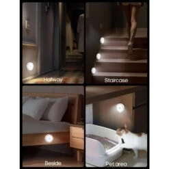 6-Light Dimmable Cold White Integrated LED Under Cabinet Puck Light Motion Sensor With IR Remote 6-Pack -Lamp Parts white ekieudl puck lights 27e229ph007 76 1000