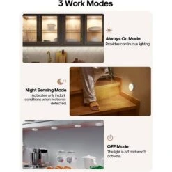 6 Light Dimmable Warm White Integrated LED Under Cabinet Puck Light Motion Sensor With IR Remote 6-Pack -Lamp Parts white ekieudl puck lights 27e231ph007 1f 1000