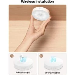 6 Light Dimmable Warm White Integrated LED Under Cabinet Puck Light Motion Sensor With IR Remote 6-Pack -Lamp Parts white ekieudl puck lights 27e231ph007 fa 1000