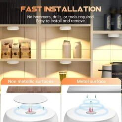 6 Light Dimmable Color Changing Warm White Integrated LED Under Cabinet Puck Light Motion Sensor With Remote 3-Pack -Lamp Parts white ekieudl puck lights 27e232ph007 fa 1000