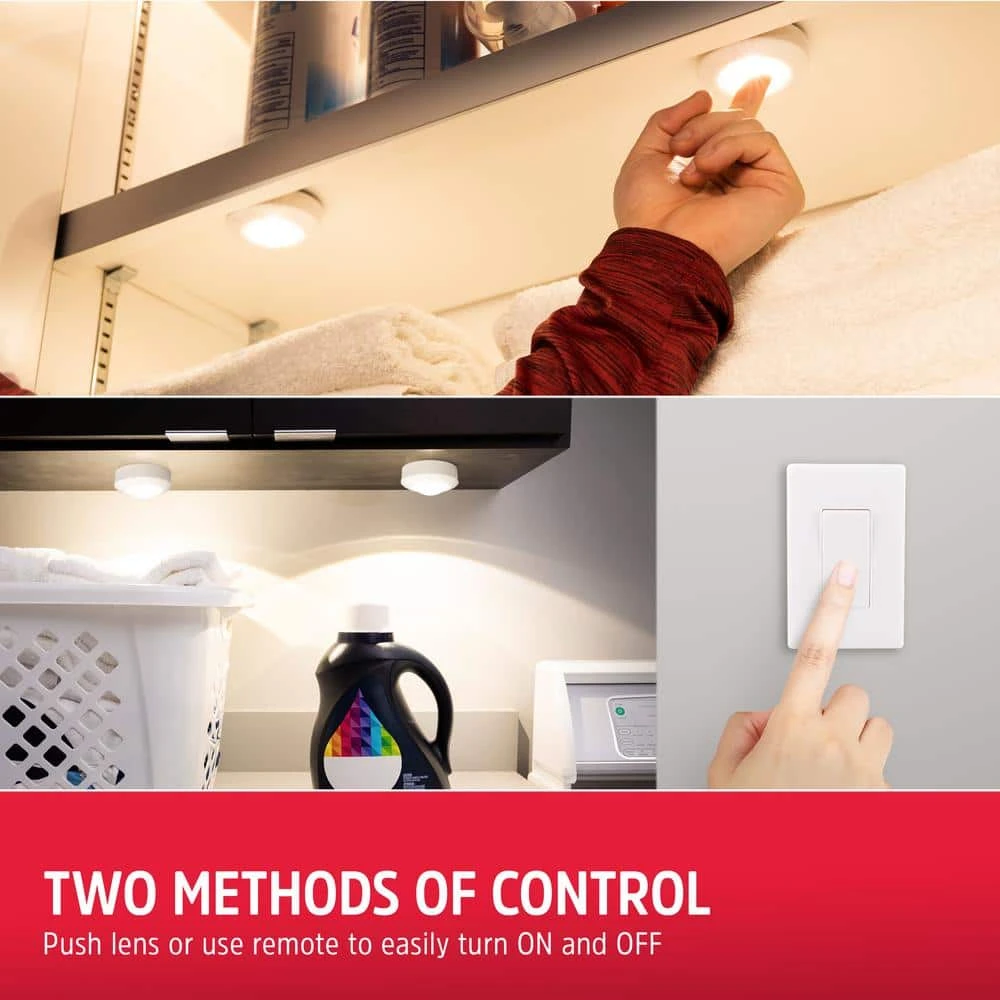 Energizer Battery Operated LED Puck Lights With Remote (2-Pack) 4 Energizer Battery Operated LED Puck Lights With Remote (2-Pack) - Image 2