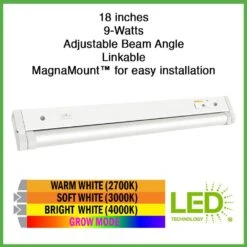 18 Inch Kitchen Pantry Laundry Room LED Under Cabinet Strip Light Adjustable Beam Grow Mode For Indoor Gardening -Lamp Parts white eti lighting under cabinet bar lights 53508101 uc d4 1000