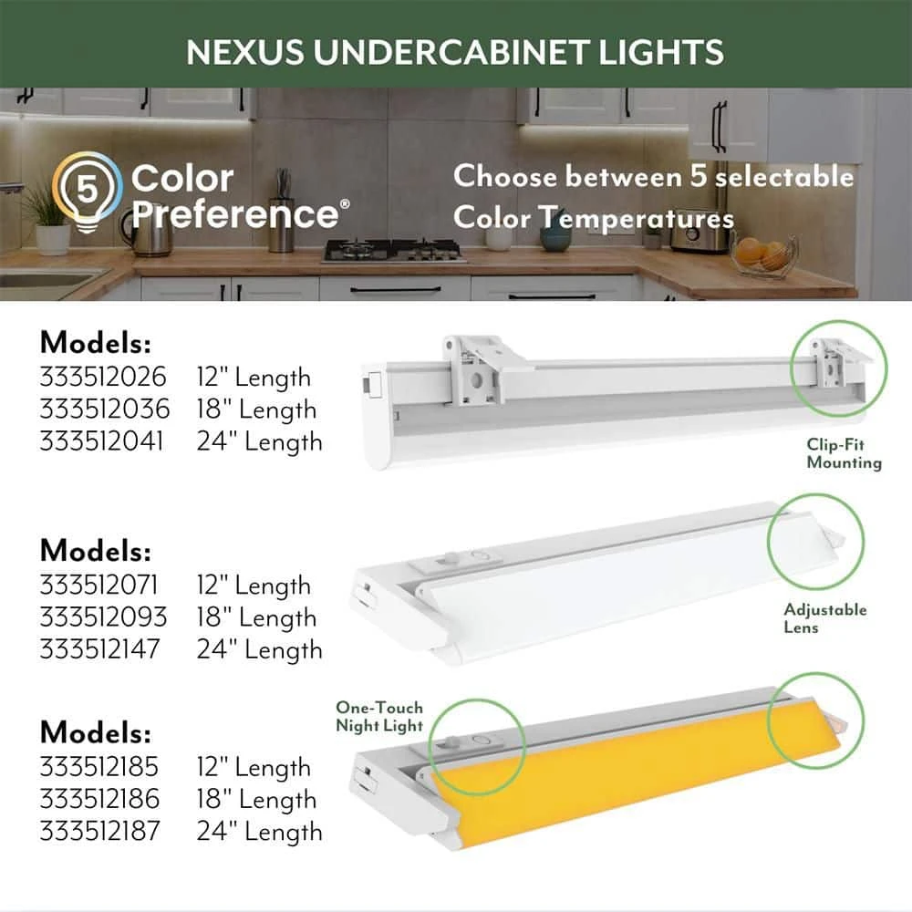 NEXUS 12 In. Plug-in White Integrated LED Linkable Under Cabinet Light 500 Lumens Five Selectable CCT Dimmable 15 NEXUS 12 In. Plug-in White Integrated LED Linkable Under Cabinet Light 500 Lumens Five Selectable CCT Dimmable - Image 13