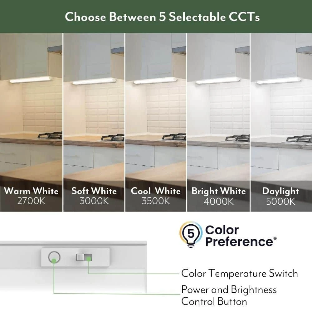 NEXUS 12 In. Plug-in White Integrated LED Linkable Under Cabinet Light 500 Lumens Five Selectable CCT Dimmable 6 NEXUS 12 In. Plug-in White Integrated LED Linkable Under Cabinet Light 500 Lumens Five Selectable CCT Dimmable - Image 4