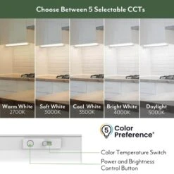 NEXUS 24 In. Plug-in White Integrated LED Linkable Under Cabinet Light 1000 Lumen Five Selectable CCT Dimmable -Lamp Parts white eti lighting under cabinet bar lights b04018301a a0 1000