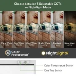 NEXUS 12 In. Plug-in Adjustable Lens Night Light Mode White Integrated LED Linkable Under Cabinet Light Selectable CCT -Lamp Parts white eti lighting under cabinet bar lights b04020301a a0 1000