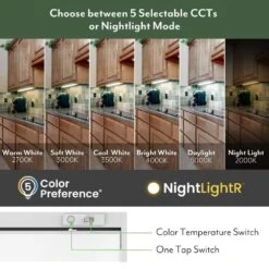 NEXUS 18 In. Plug-in Adjustable Lens Night Light Mode White Integrated LED Linkable Under Cabinet Light Selectable CCT -Lamp Parts white eti lighting under cabinet bar lights b04023301a a0 1000