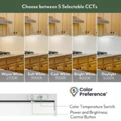 NEXUS 24 In. Plug-in Adjustable Lens White Integrated LED Linkable Under Cabinet Light 1000lm Selectable CCT Dimmable -Lamp Parts white eti lighting under cabinet bar lights b04024301a a0 1000