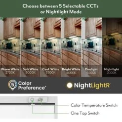 NEXUS 24 In. Plug-in Adjustable Lens Night Light Mode White Integrated LED Linkable Under Cabinet Light Selectable CCT -Lamp Parts white eti lighting under cabinet bar lights b04025301a a0 1000