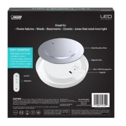 7.5 In. Battery Operated LED White 25-WH Rechargeable W/Remote Control 4000K Cool White Ceiling Fixture Light (4-Pack) -Lamp Parts white feit electric puck lights cm7 5 840 25 bat 4 4f 1000