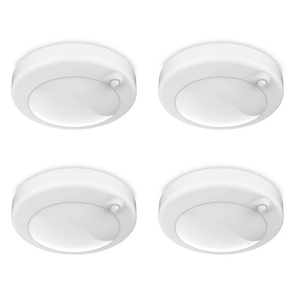 7.5 In. Battery Operated LED White Motion Sensor 25-WH Rechargeable Ceiling Fixture Light, 4000K Cool White (4-Pack) 3 7.5 In. Battery Operated LED White Motion Sensor 25-WH Rechargeable Ceiling Fixture Light, 4000K Cool White (4-Pack)