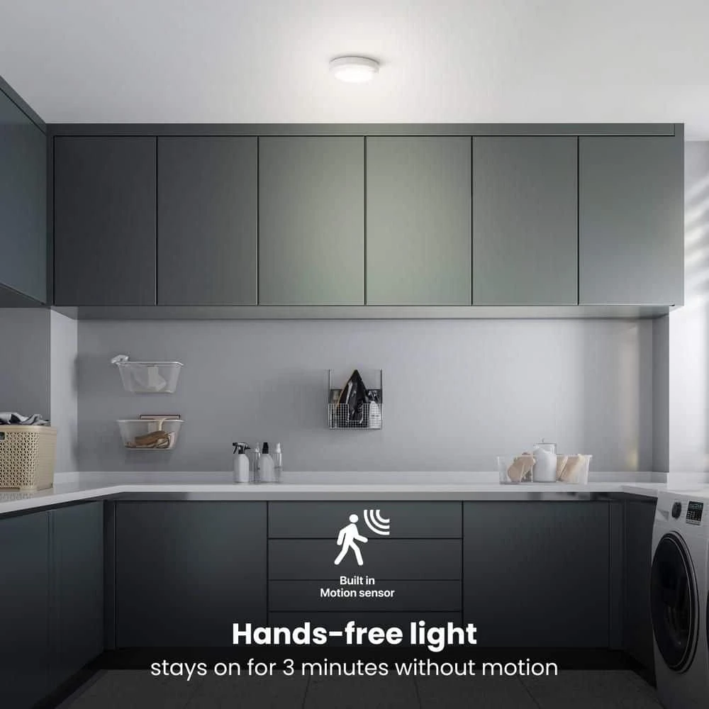 7.5 In. Battery Operated LED White Motion Sensor 25-WH Rechargeable Ceiling Fixture Light, 4000K Cool White (4-Pack) 6 7.5 In. Battery Operated LED White Motion Sensor 25-WH Rechargeable Ceiling Fixture Light, 4000K Cool White (4-Pack) - Image 4