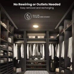 7.5 In. Battery Operated LED White Motion Sensor 25-WH Rechargeable Ceiling Fixture Light, 4000K Cool White (4-Pack) 14 7.5 In. Battery Operated LED White Motion Sensor 25-WH Rechargeable Ceiling Fixture Light, 4000K Cool White (4-Pack) -Lamp Parts white feit electric puck lights cm7 5 840 25 motbat4 e1 1000