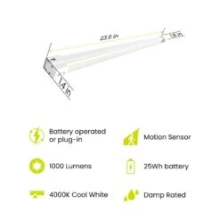 2 Ft. Battery Operated LED White Motion Sensor 25-WH Rechargeable 1000-Lumen Cool White Portable Shop Light (1-Pack) 16 2 Ft. Battery Operated LED White Motion Sensor 25-WH Rechargeable 1000-Lumen Cool White Portable Shop Light (1-Pack) -Lamp Parts white feit electric under cabinet bar lights shop2 840 25 mot bat a0 1000