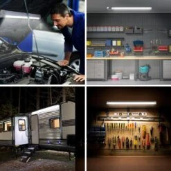 4 Ft. Battery Operated LED White Motion Sensor 100-WH Rechargeable 1000-Lumen Cool White Portable Shop Light (4-Pack) -Lamp Parts white feit electric under cabinet bar lights shop4 840 100motbat4 4f 1000