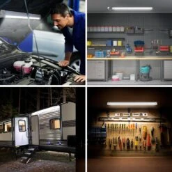 4 Ft. Battery Operated LED White Motion Sensor 25-WH Rechargeable 1000-Lumen Cool White Portable Shop Light (4-Pack) -Lamp Parts white feit electric under cabinet bar lights shop4 840 25 motbat4 4f 1000