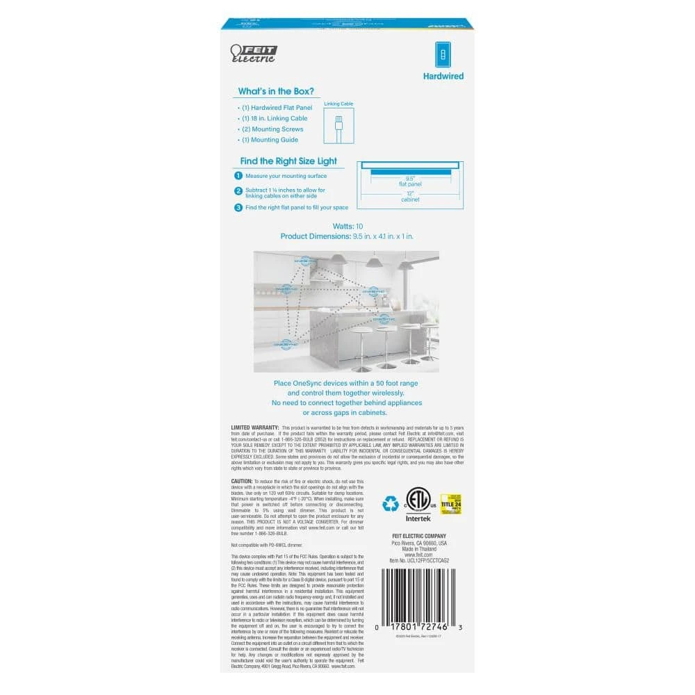 9.5 In. (Fits 12 In. Cabinet) Hardwire Dimmable Linkable LED Color Changing CCT Onesync Under Cabinet Light(4-Pack) 12 9.5 In. (Fits 12 In. Cabinet) Hardwire Dimmable Linkable LED Color Changing CCT Onesync Under Cabinet Light(4-Pack) - Image 10