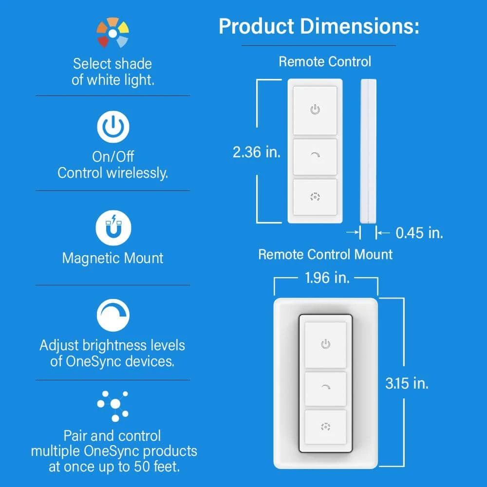 9.5 In. 2-Light (Fits 12 In. Cabinet) Hardwire Integrated LED Onesync Under Cabinet Light With Wireless Remote Control 5 9.5 In. 2-Light (Fits 12 In. Cabinet) Hardwire Integrated LED Onesync Under Cabinet Light With Wireless Remote Control - Image 3