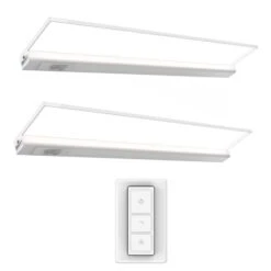 9.5 In. 2-Light (Fits 12 In. Cabinet) Hardwire Integrated LED Onesync Under Cabinet Light With Wireless Remote Control