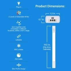 14.5 In. (Fits 18 In. Cabinet) Plug-in White Dimmable Integrated LED Color Changing CCT Onesync Under Cabinet Light Bar -Lamp Parts white feit electric under cabinet bar lights ucl18 5cct d4 1000