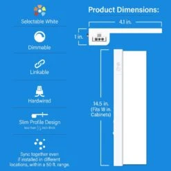14.5 In. Hardwired White Linkable Integrated LED Onesync Under Cabinet Light Color Changing -Lamp Parts white feit electric under cabinet bar lights ucl18fp 5cctca c3 1000