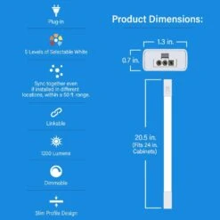 20.5in . (Fits 24in. Cabinet) Plug-in White Dim Integrated LED Color Changing CCT Onesync Undercabinet Lightbar 12-Pack -Lamp Parts white feit electric under cabinet bar lights ucl24 5cct 12 d4 1000