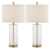 Concord 23.25 In. White/Gold Coastal Dimmable Glass Bedroom Living Room Bedside Desk Nightstand Table Lamps Set Of 2 -Lamp Parts white gold maxax table lamps t27 gd 64 1000