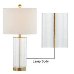 Concord 23.25 In. White/Gold Coastal Dimmable Glass Bedroom Living Room Bedside Desk Nightstand Table Lamps Set Of 2 -Lamp Parts white gold maxax table lamps t27 gd 76 1000