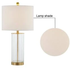 Concord 23.25 In. White/Gold Coastal Dimmable Glass Bedroom Living Room Bedside Desk Nightstand Table Lamps Set Of 2 -Lamp Parts white gold maxax table lamps t27 gd fa 1000