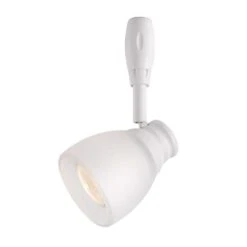 White Flex Track Lighting Fixture With Frosted Glass Shade