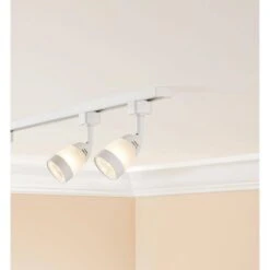 1-Light White Integrated LED Linear Track Lighting Frosted Middle Glass Head -Lamp Parts white hampton bay track lighting heads 805309 4f 1000