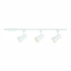 44 In. 3-Light White Integrated LED Track Lighting Kit With Large Cylinder Metal Shades