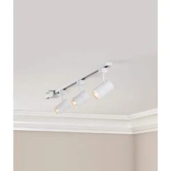 4-ft. 3-Light White Integrated LED Linear Track Lighting Kit With Mini Cylinder Track Heads -Lamp Parts white hampton bay track lighting kits 805029 1f 1000