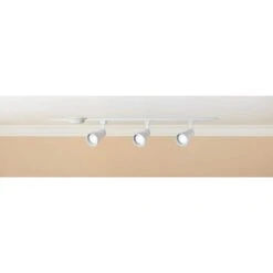 4 Ft. White Hard Wired Linear Track Lighting Kit With R20/PAR20 Medium Step Head Track Lighting Heads -Lamp Parts white hampton bay track lighting kits 814010 44 1000