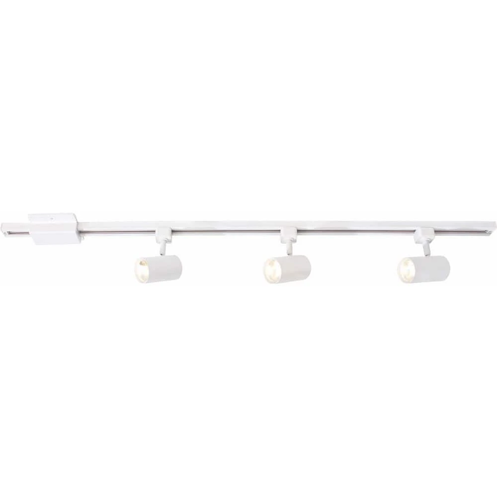 4 Ft. White Integrated LED Linear Track Lighting Kit With Mini-Cylinder Step Heads 3-Light 3 4 Ft. White Integrated LED Linear Track Lighting Kit With Mini-Cylinder Step Heads 3-Light