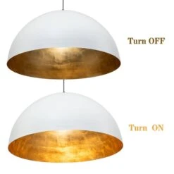 PCover 23 In.Dia Large Lighting 1-Light White Farmhouse Dome Pendant Light Industrial Gold Leaf Island Ceiling Light 23 PCover 23 In.Dia Large Lighting 1-Light White Farmhouse Dome Pendant Light Industrial Gold Leaf Island Ceiling Light -Lamp Parts white huoku pendant lights pd1038401 1f 1000