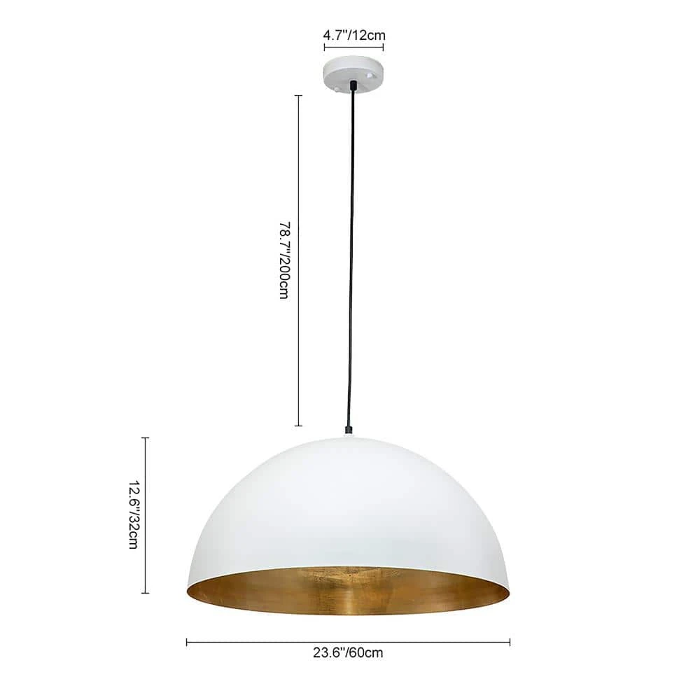 PCover 23 In.Dia Large Lighting 1-Light White Farmhouse Dome Pendant Light Industrial Gold Leaf Island Ceiling Light 12 PCover 23 In.Dia Large Lighting 1-Light White Farmhouse Dome Pendant Light Industrial Gold Leaf Island Ceiling Light - Image 10