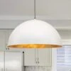 PCover 23 In.Dia Large Lighting 1-Light White Farmhouse Dome Pendant Light Industrial Gold Leaf Island Ceiling Light -Lamp Parts white huoku pendant lights pd1038401 64 1000