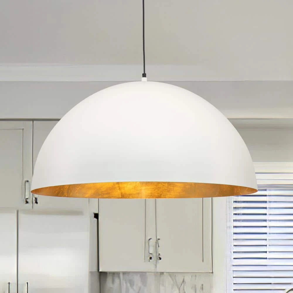 PCover 23 In.Dia Large Lighting 1-Light White Farmhouse Dome Pendant Light Industrial Gold Leaf Island Ceiling Light 3 PCover 23 In.Dia Large Lighting 1-Light White Farmhouse Dome Pendant Light Industrial Gold Leaf Island Ceiling Light
