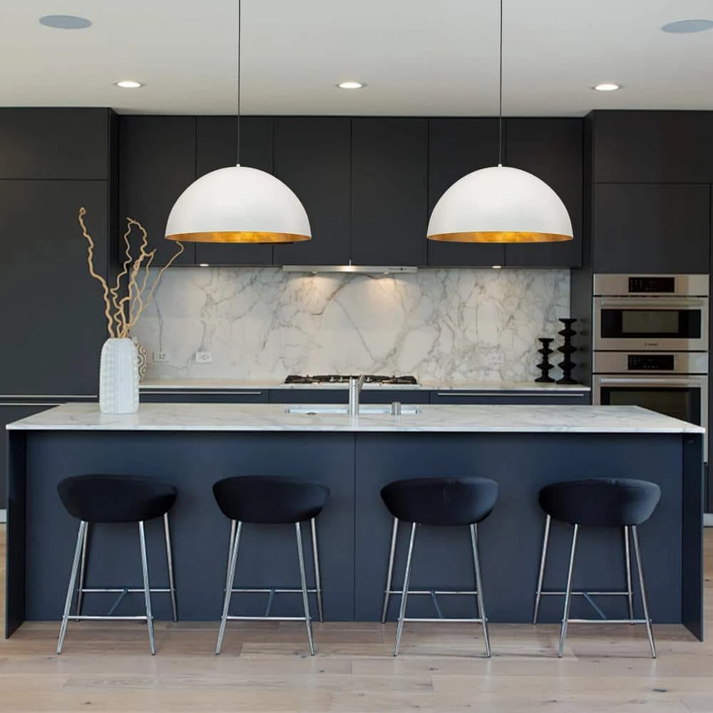 PCover 23 In.Dia Large Lighting 1-Light White Farmhouse Dome Pendant Light Industrial Gold Leaf Island Ceiling Light 9 PCover 23 In.Dia Large Lighting 1-Light White Farmhouse Dome Pendant Light Industrial Gold Leaf Island Ceiling Light - Image 7