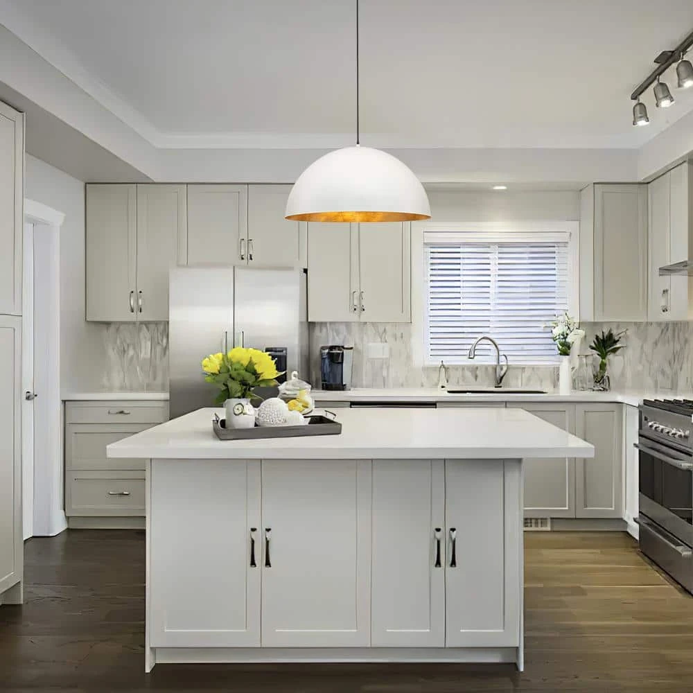 PCover 23 In.Dia Large Lighting 1-Light White Farmhouse Dome Pendant Light Industrial Gold Leaf Island Ceiling Light 4 PCover 23 In.Dia Large Lighting 1-Light White Farmhouse Dome Pendant Light Industrial Gold Leaf Island Ceiling Light - Image 2