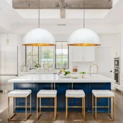 PCover 23 In.Dia Large Lighting 1-Light White Farmhouse Dome Pendant Light Industrial Gold Leaf Island Ceiling Light 25 PCover 23 In.Dia Large Lighting 1-Light White Farmhouse Dome Pendant Light Industrial Gold Leaf Island Ceiling Light -Lamp Parts white huoku pendant lights pd1038401 fa 1000