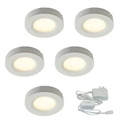 3 In. Warm Light New Construction And Remodel Recessed Integrated LED Kit 12-Volt Plastic Pucks - White (5- Pack) 3000k